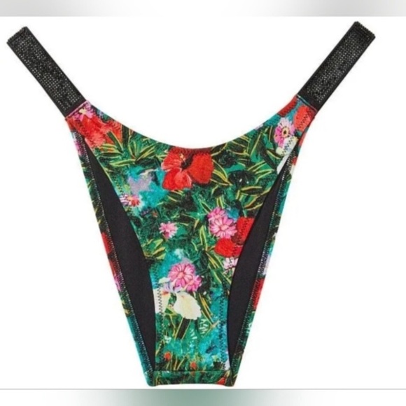 New! Victoria’s Secret shine strap Brazilian bikini bottom tropical 4572 - Picture 1 of 8